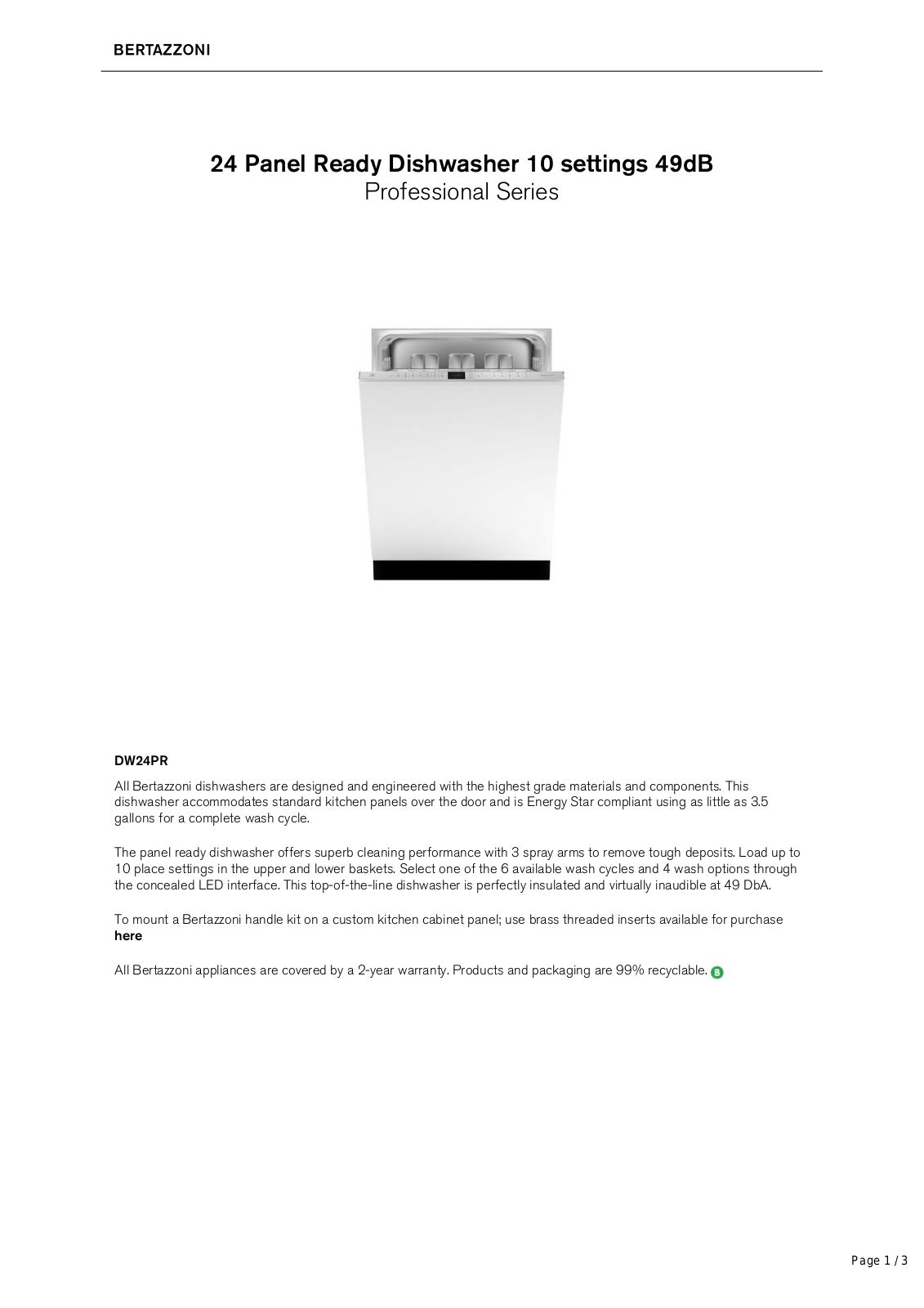 Bertazzoni BER10211 Specifications - ManualMachine.com