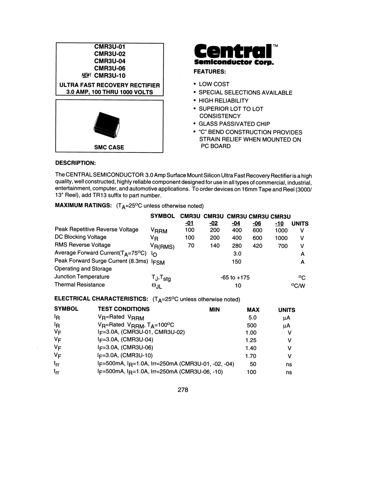 CENTR CMR3U-04, CMR3U-02, CMR3U-01, CMR3U-10, CMR3U-06 Datasheet