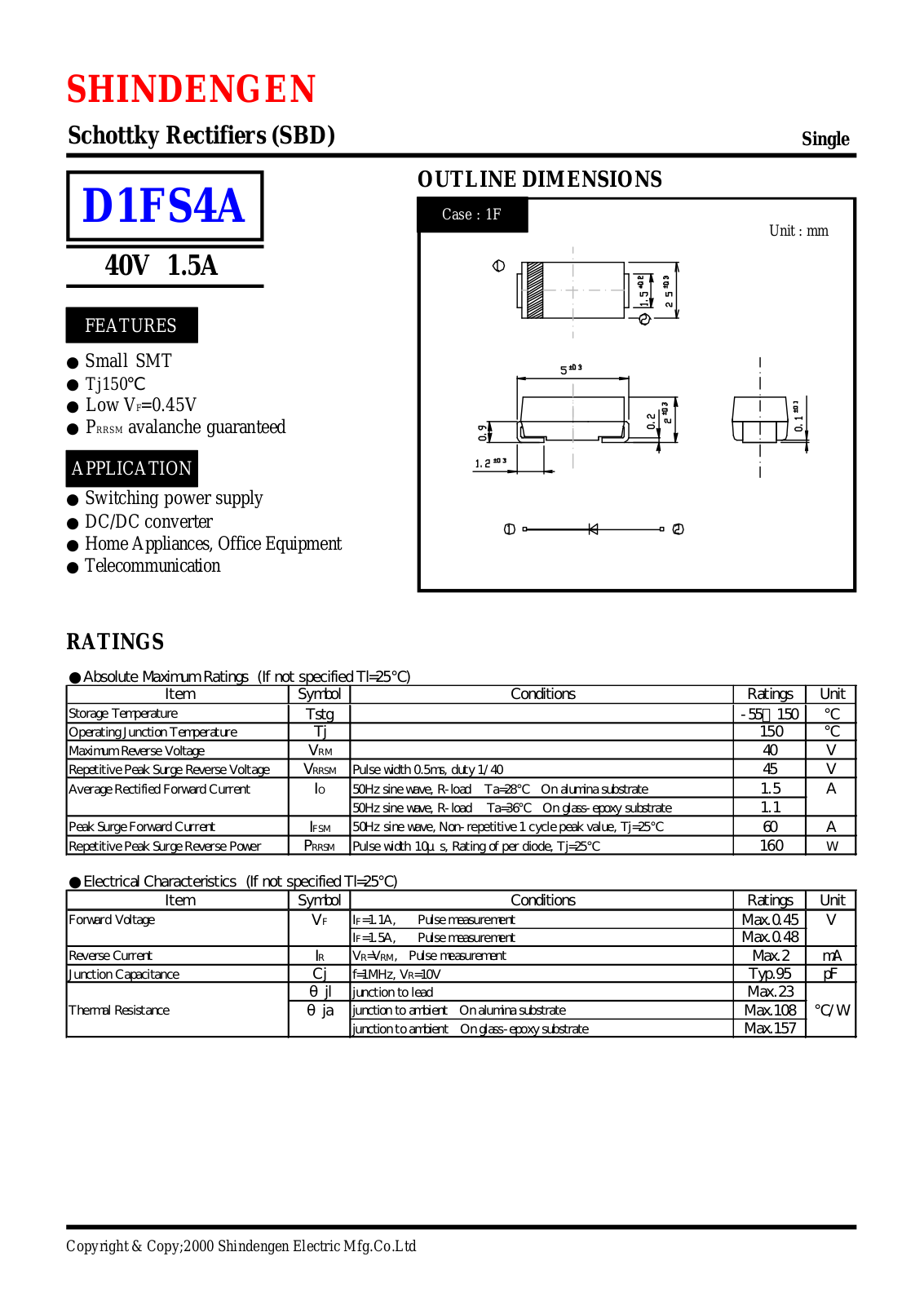 Datasheet D1FS4A Datasheet (Shindengen) - ManualMachine.com