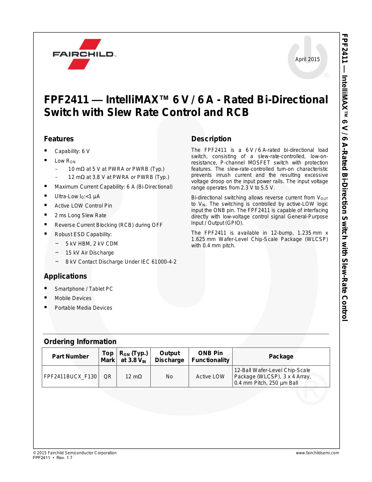 Fairchild FPF2411BUCX_F130, FPF2411BUCX_F130 Schematic