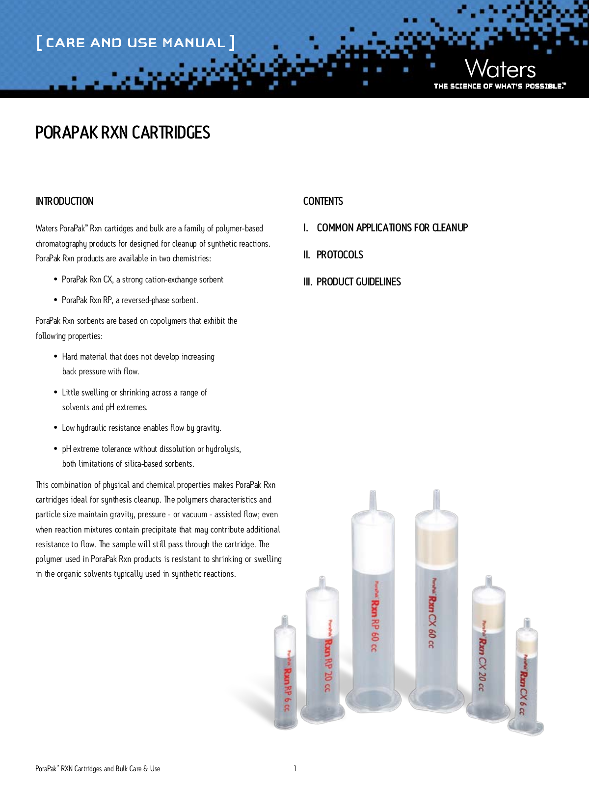 Waters PoraPak RXN Cartridges User Manual