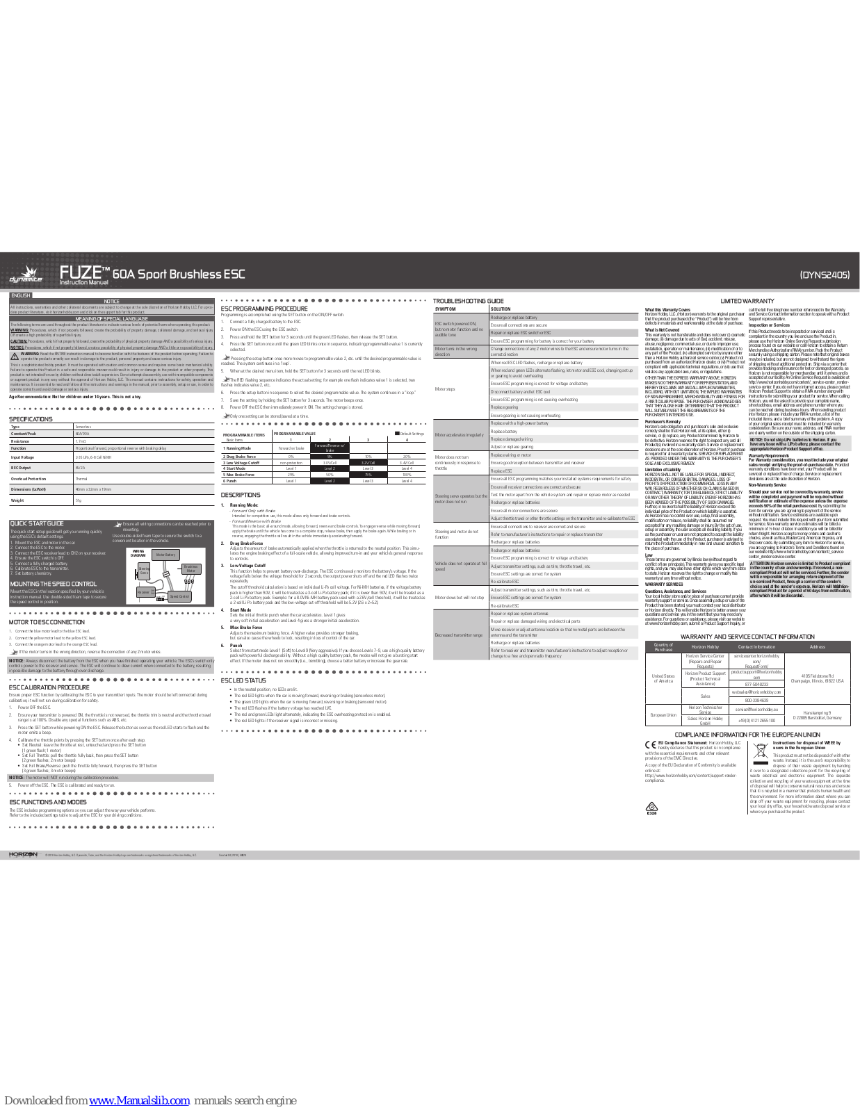 Dynamite FUZE 60A, DYNS2405 Instruction Manual