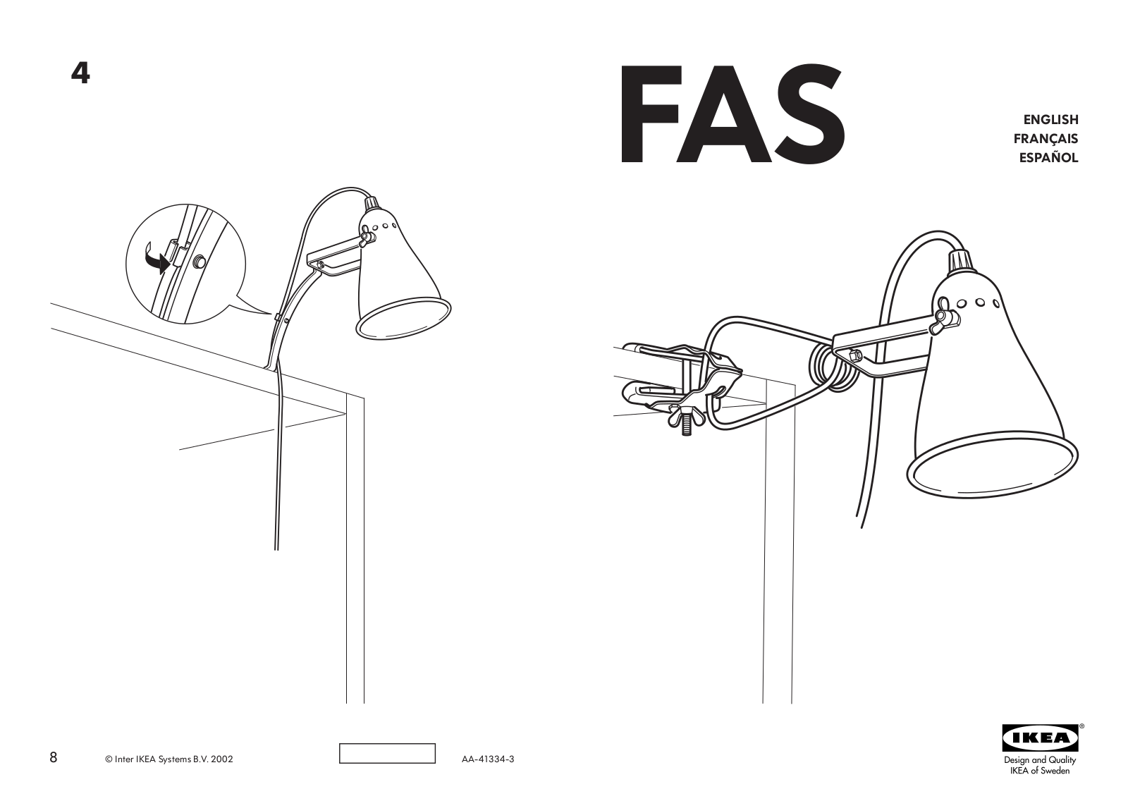 IKEA FAS CLAMP SPOTLIGHT User Manual