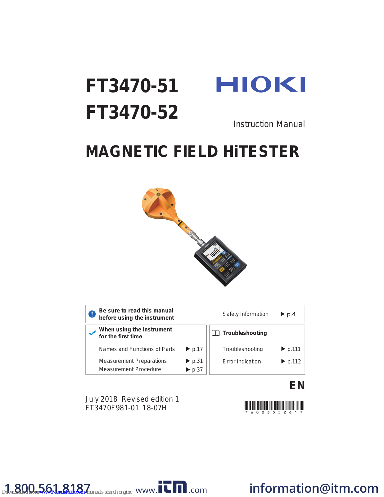 Hioki FT3470-51, FT3470-52 Instruction Manual