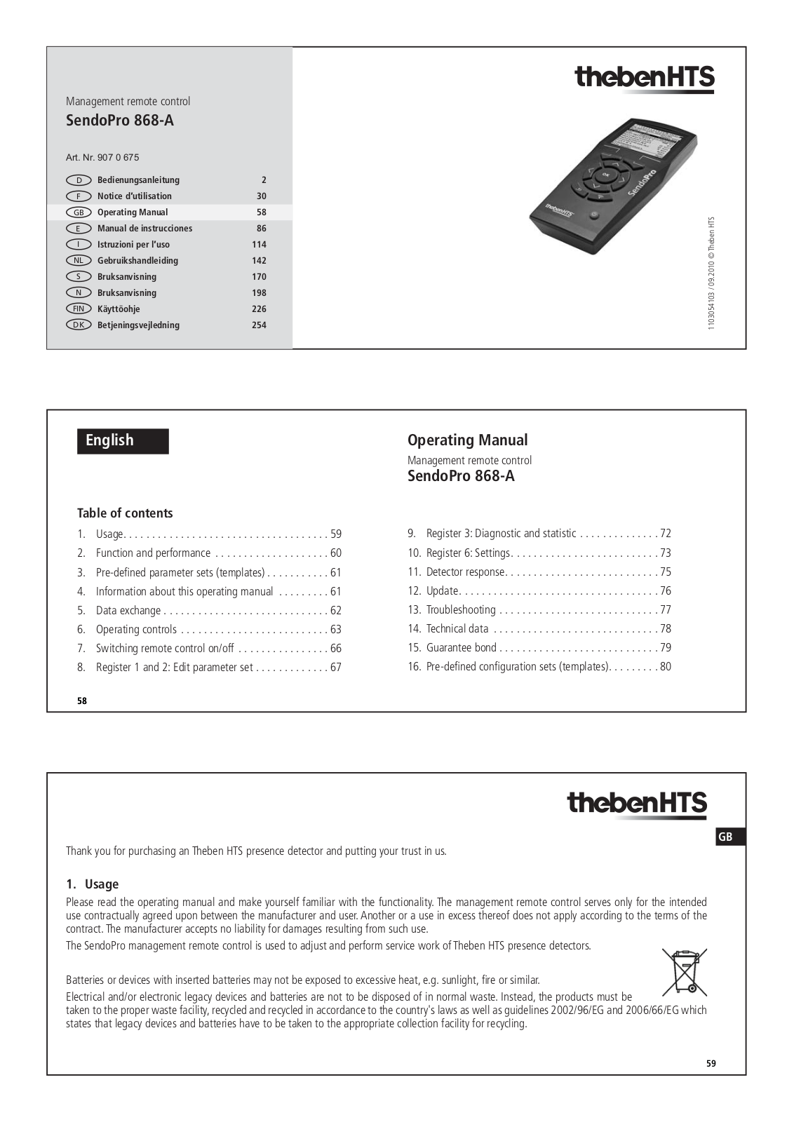 Theben SendPro 868-A Operating Manual - ManualMachine.com