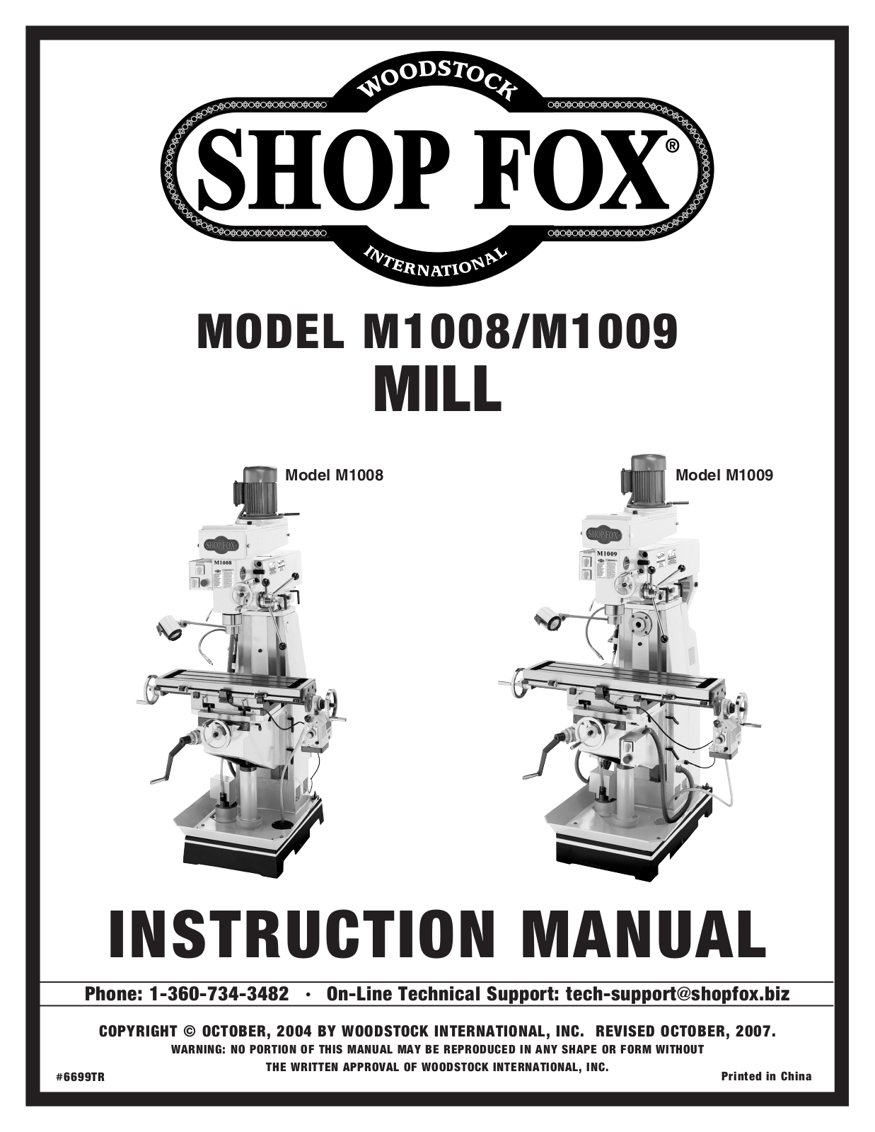 Shop fox M1009, M1008 User Manual