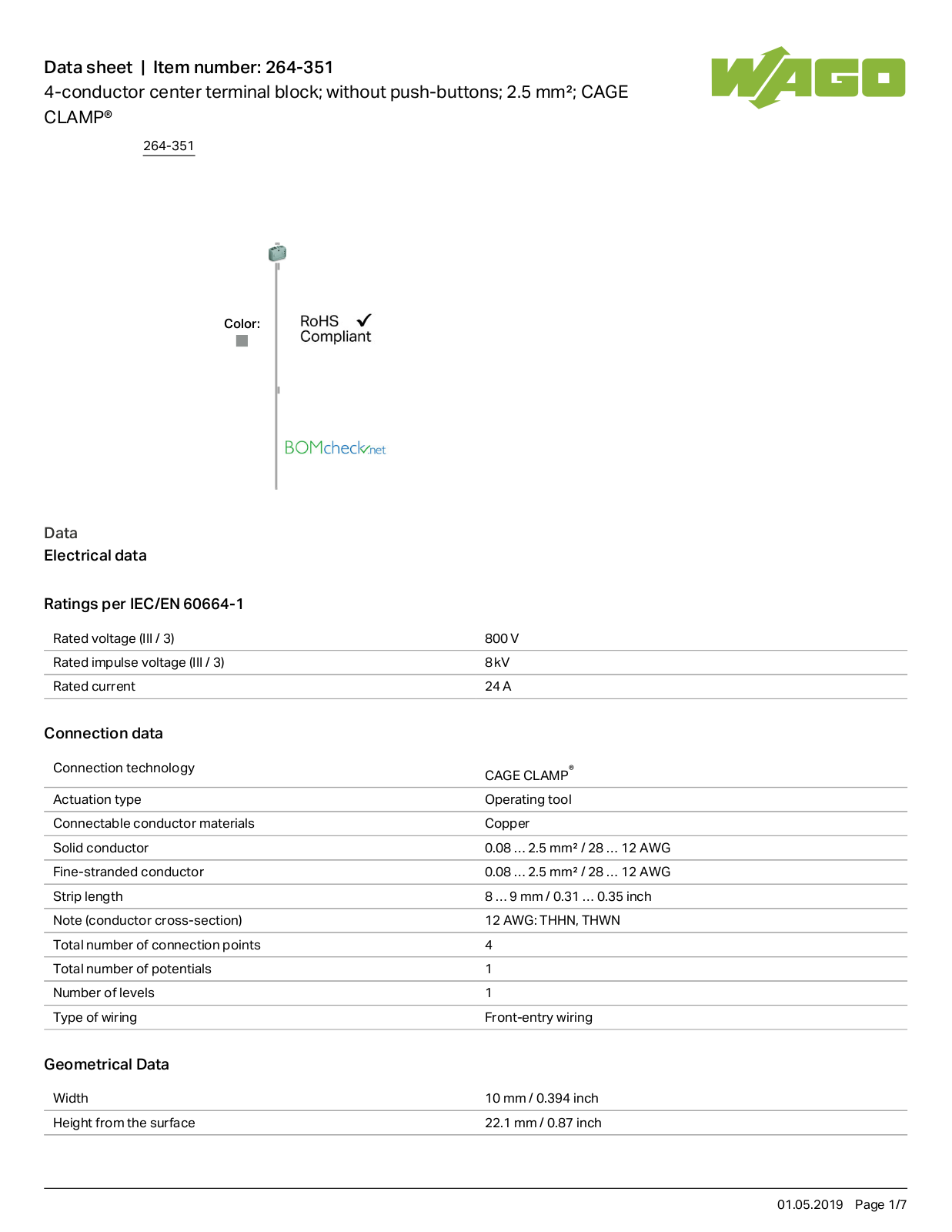 Wago 264-351 Data Sheet