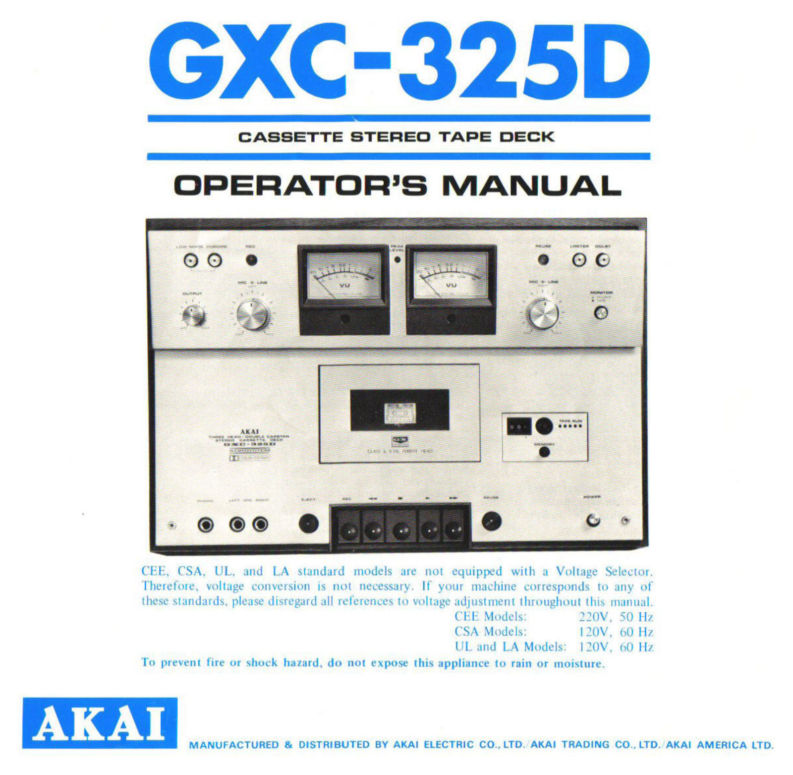 Akai GXC-325-D Owners manual