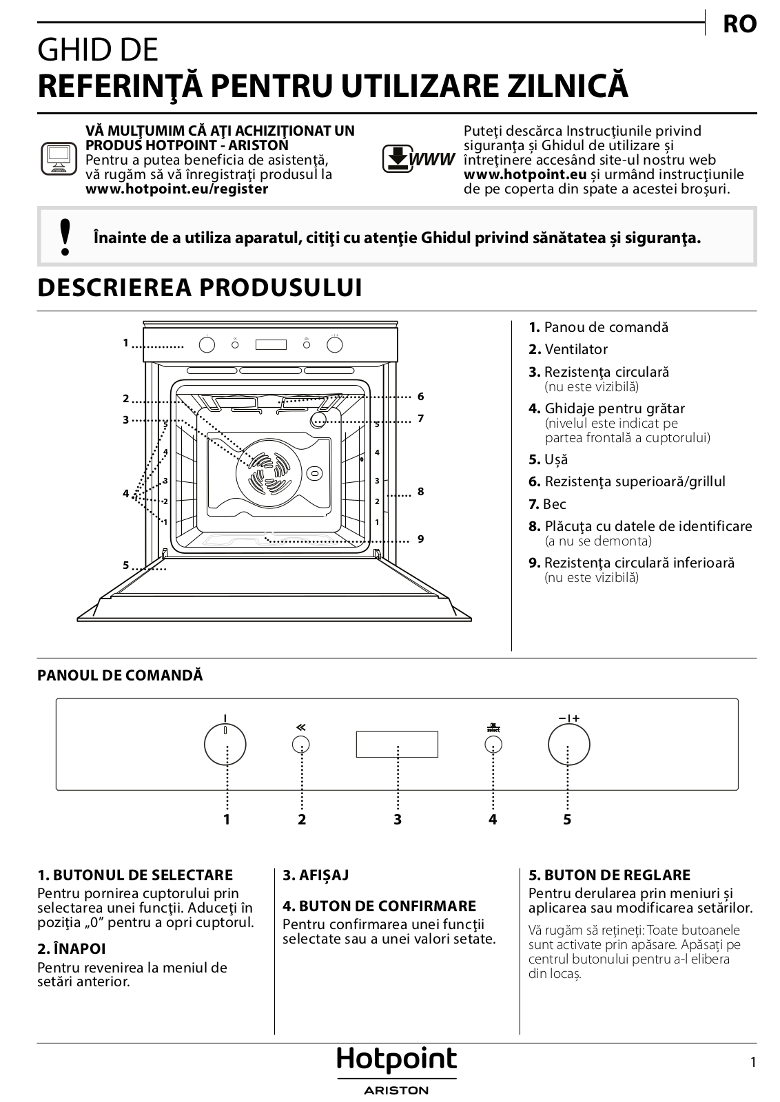 HOTPOINT/ARISTON FI7 861 SH IX HA Daily Reference Guide