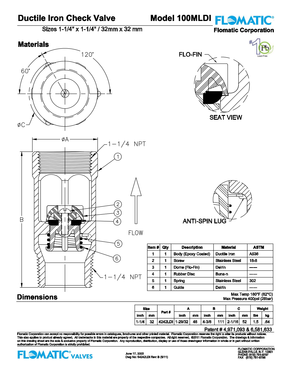 Flomatic 100MLDI Parts List