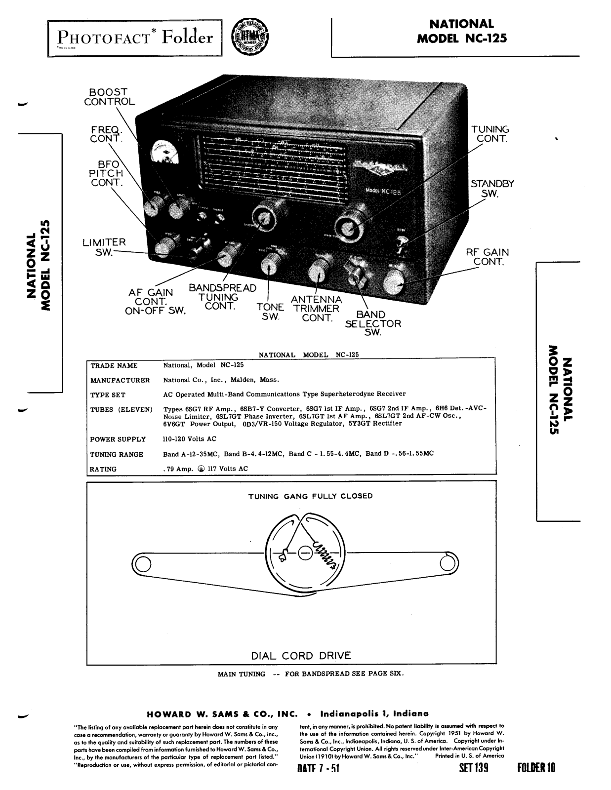 NATIONAL RADIO NC-125 User Manual