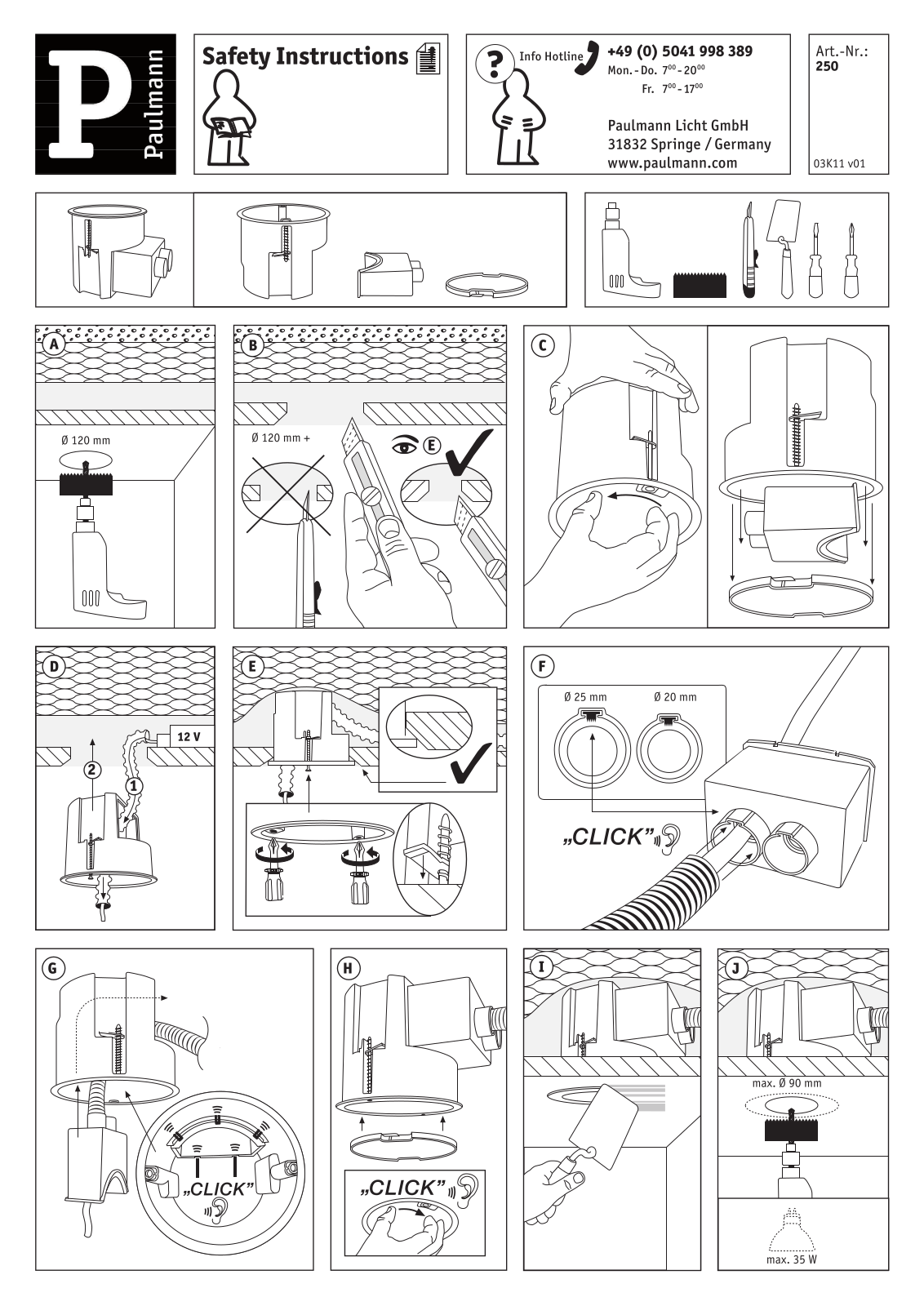 Paulmann 250 Safety instructions