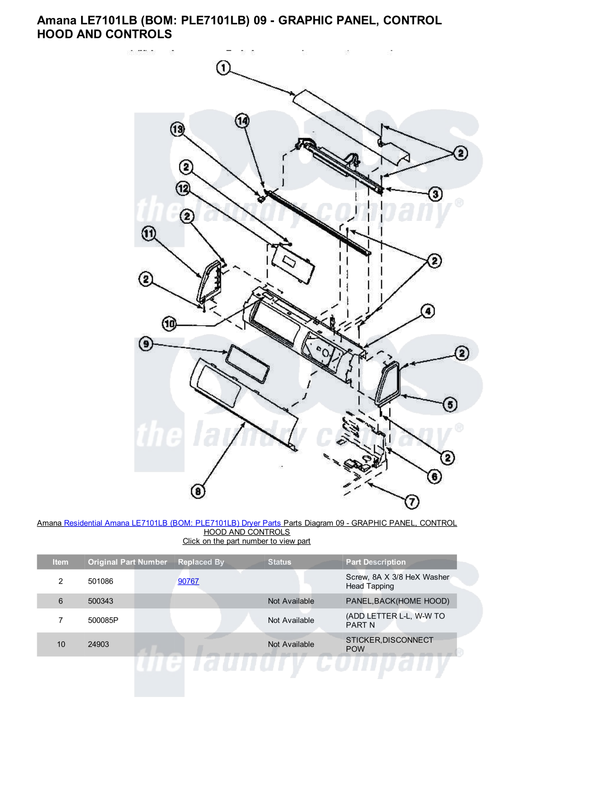 Amana LE7101LB Parts Diagram