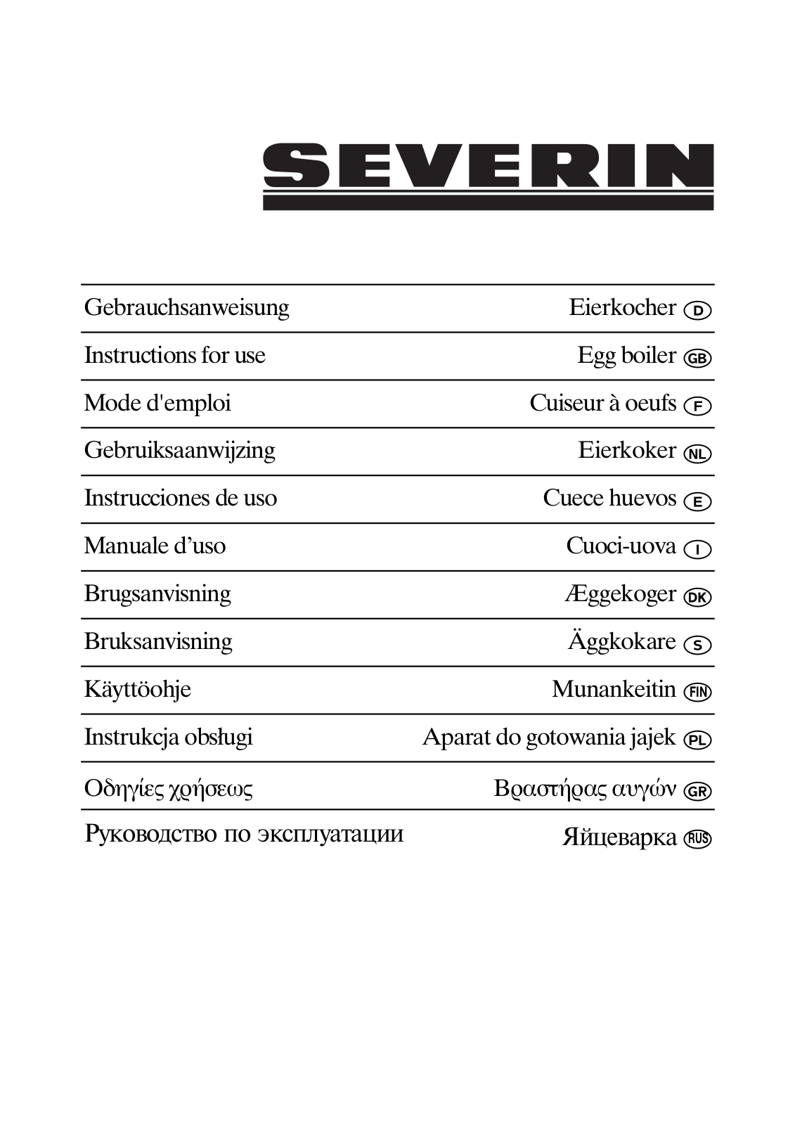 Severin EK 3156, EK 3157 User Manual