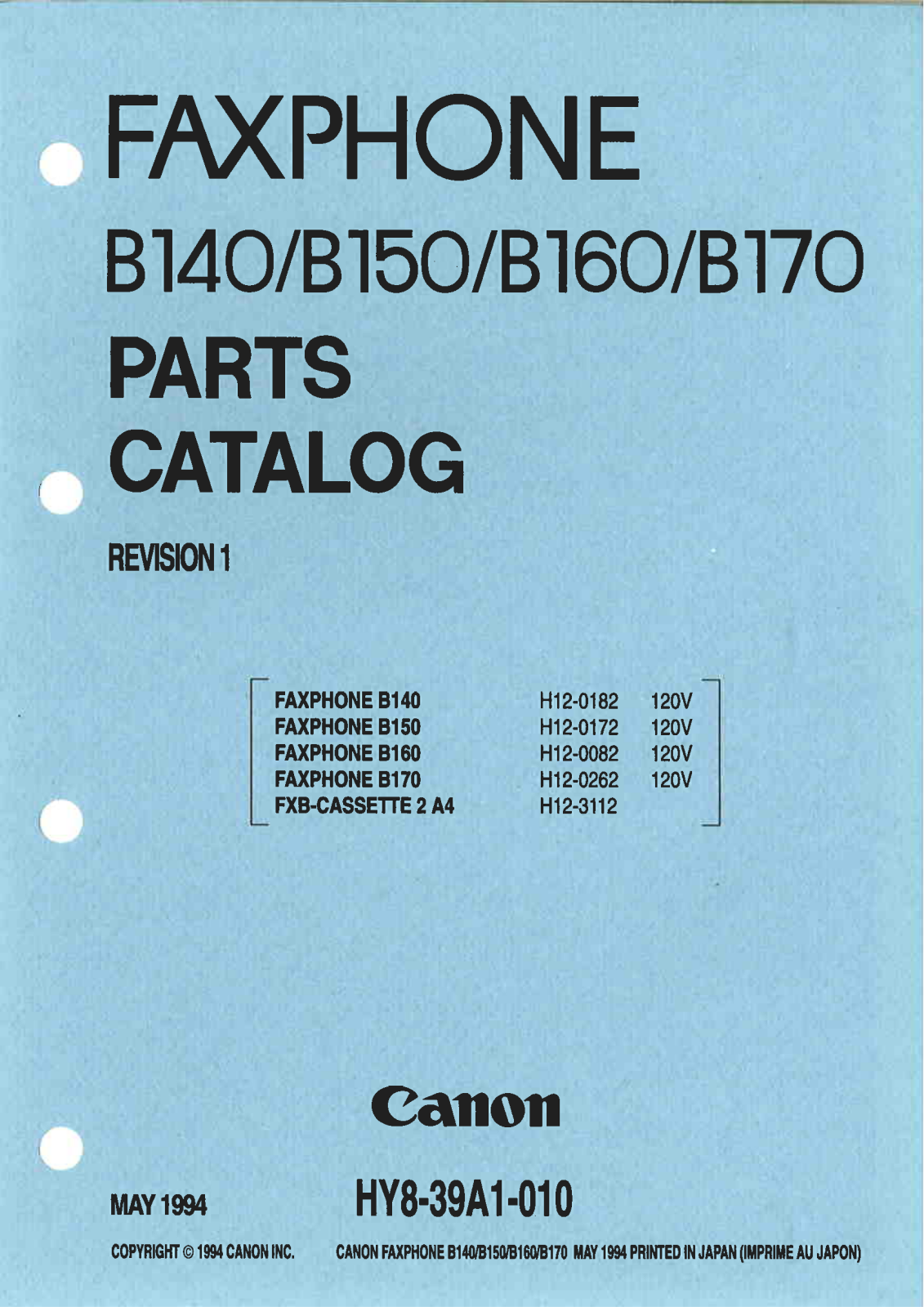 Canon B140, B 150, B 160, B 170 PARTS CATALOG