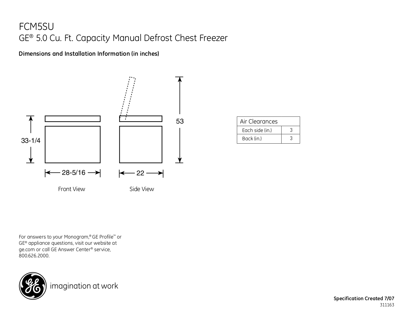 GE FCM5SU User Manual