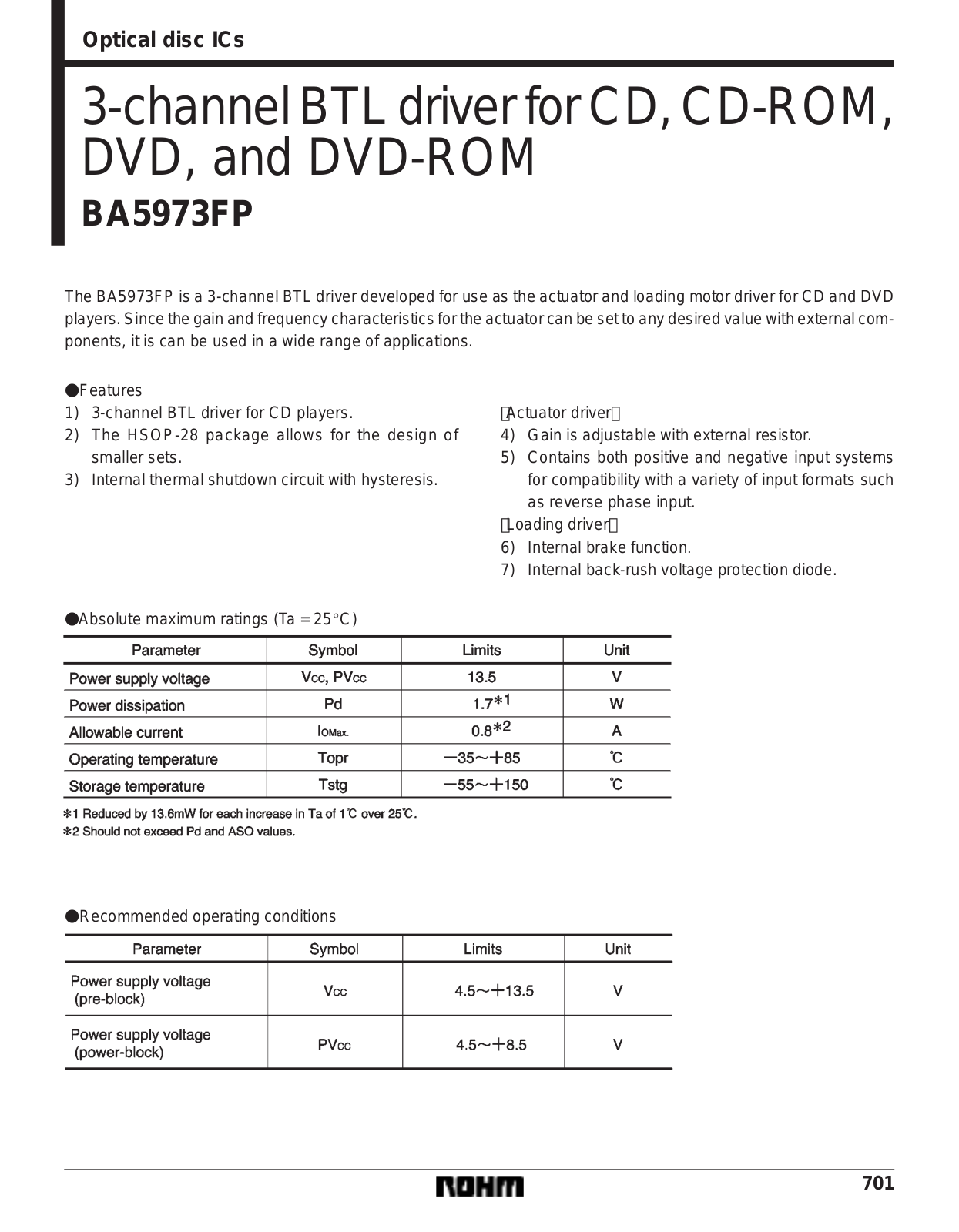 Datasheet BA5973FP Datasheet (ROHM) - ManualMachine.com