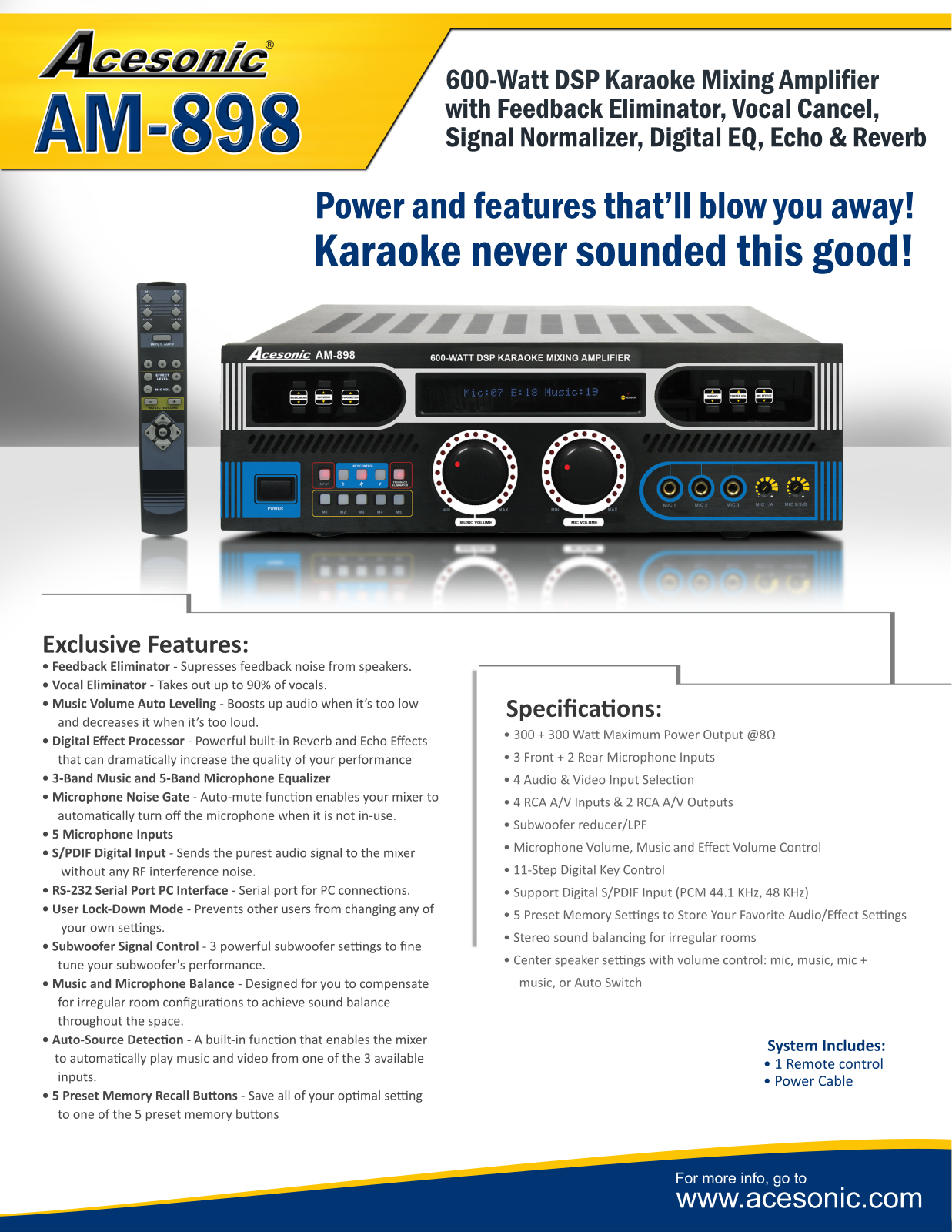 Acesonic AM-898 Datasheet