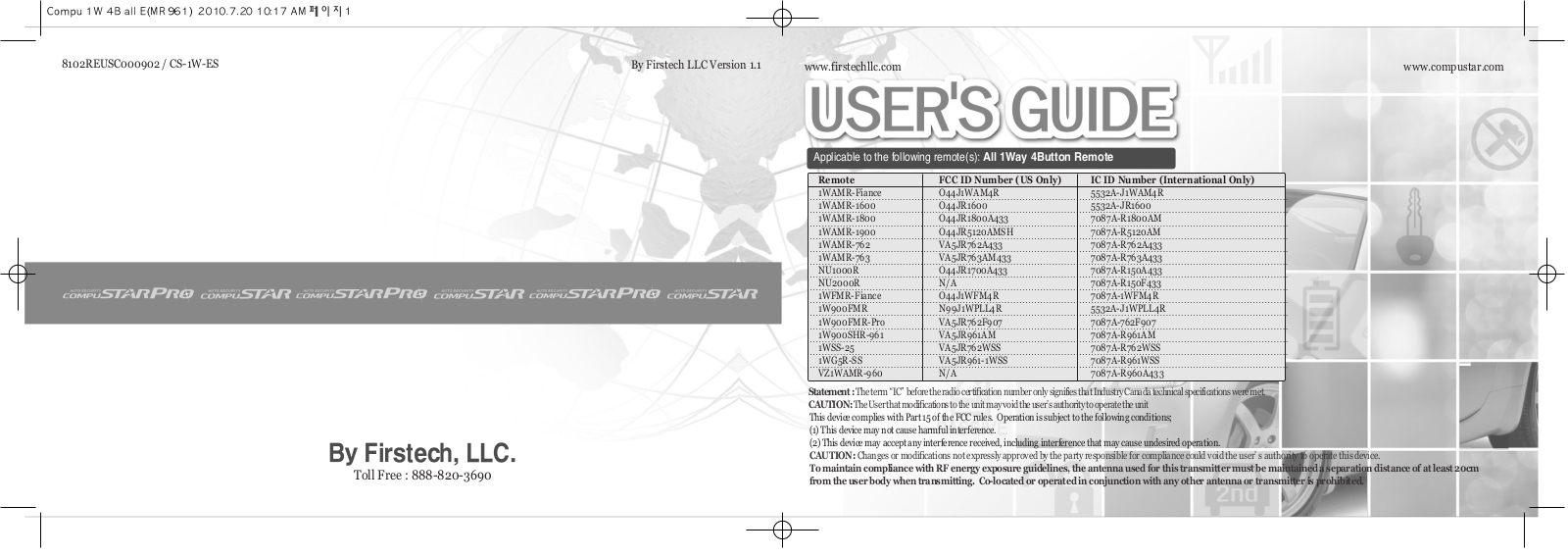 SEGI JR961 1WSS Users manual