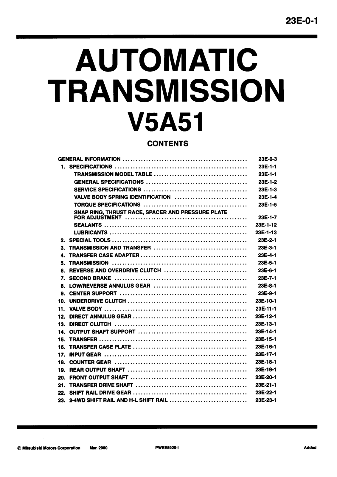 Mitsubishi V5A51 Service Manual