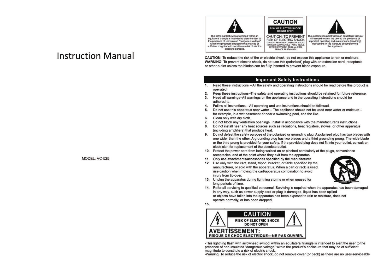 Innovative Technology Electronics VC525 User Manual