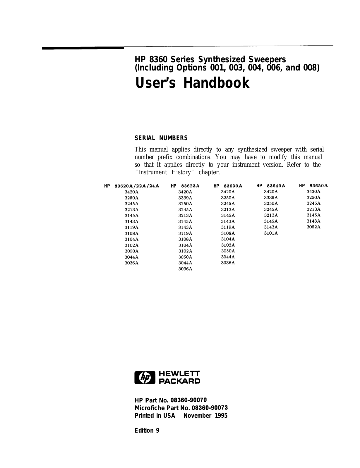 HP 8360 User Manual