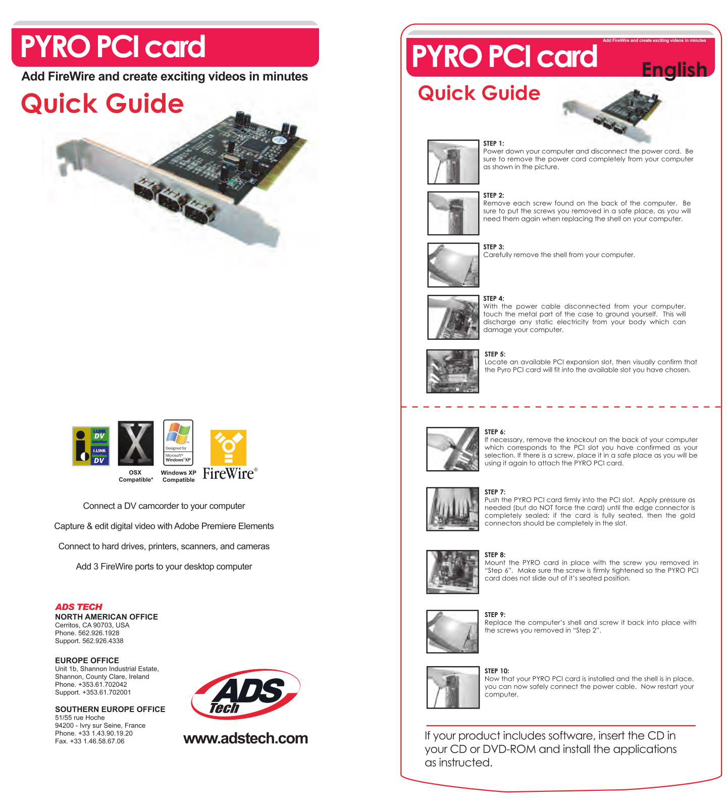 ADS Technologies PYRO PCI CARD Quick Guide