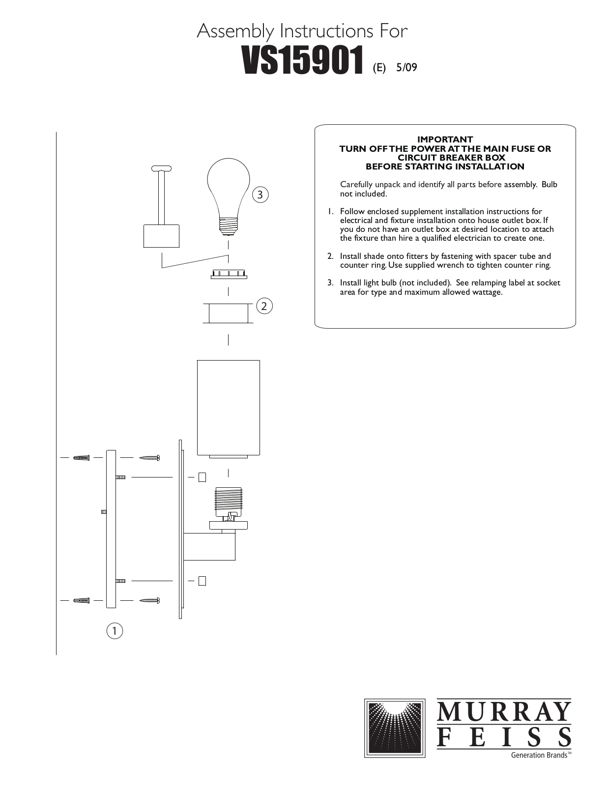 Feiss VS15901 User Manual