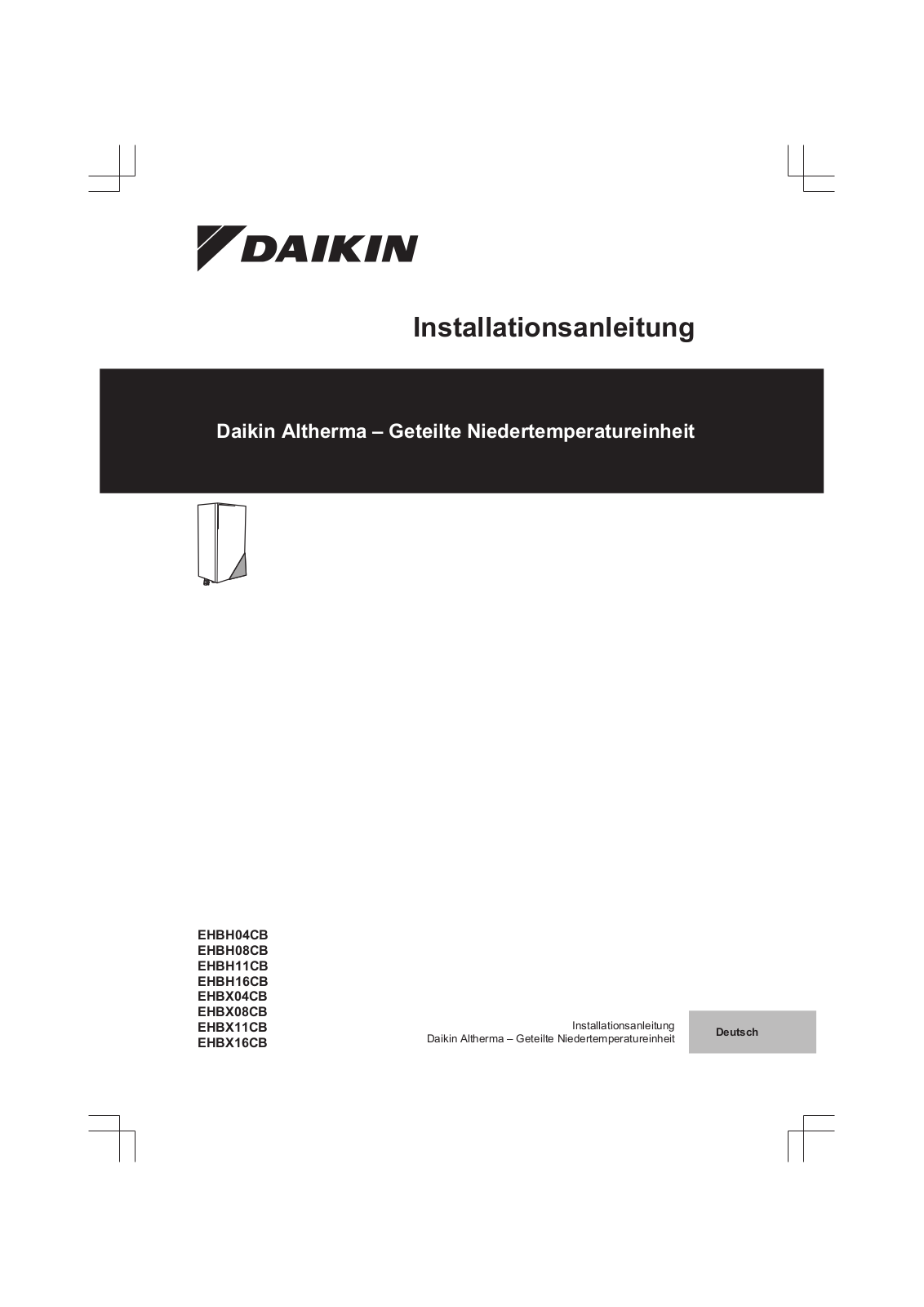 Daikin EHBH04CB, EHBH08CB, EHBH11CB, EHBH16CB, EHBX04CB Installation manual