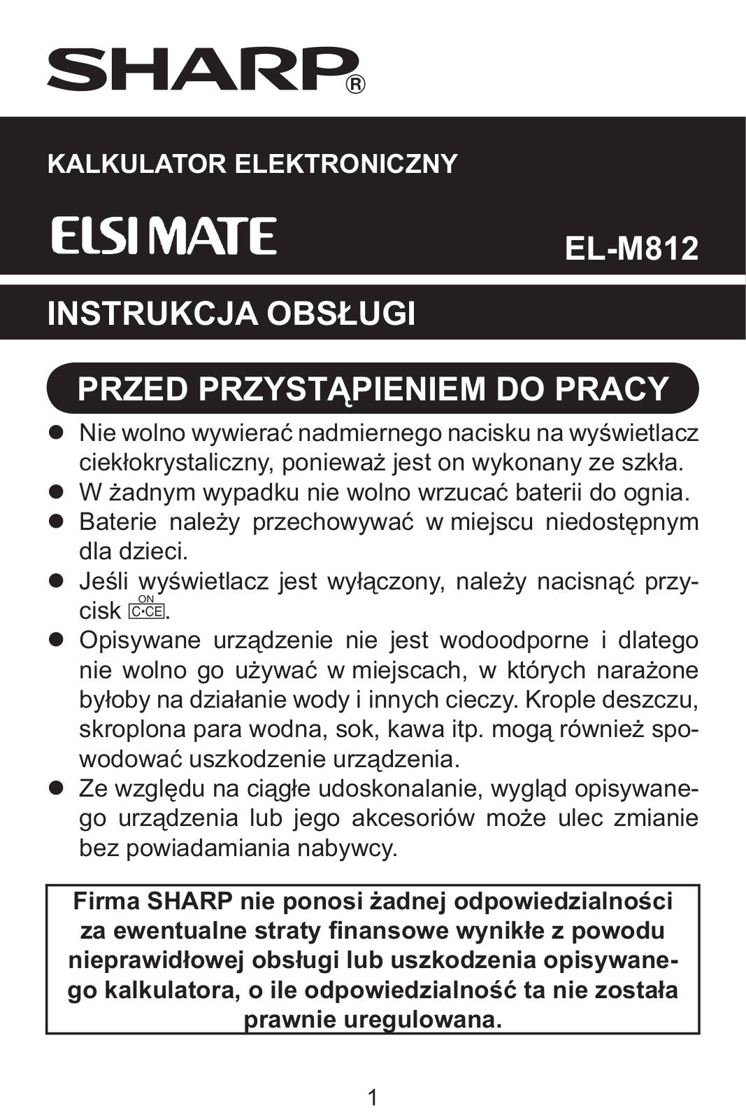 Sharp EL-M812 User Manual