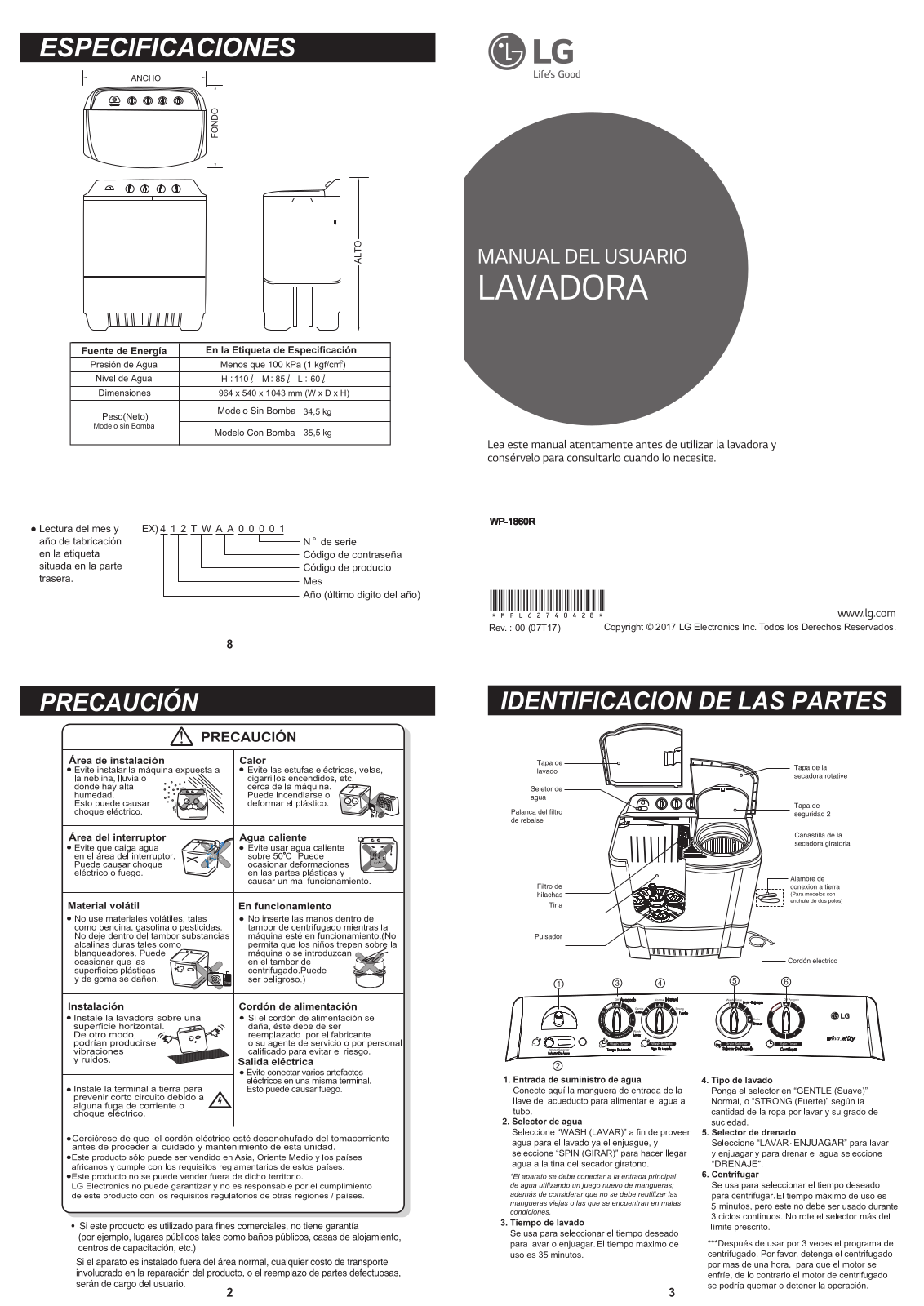 LG WP-1860R Owner's Manual