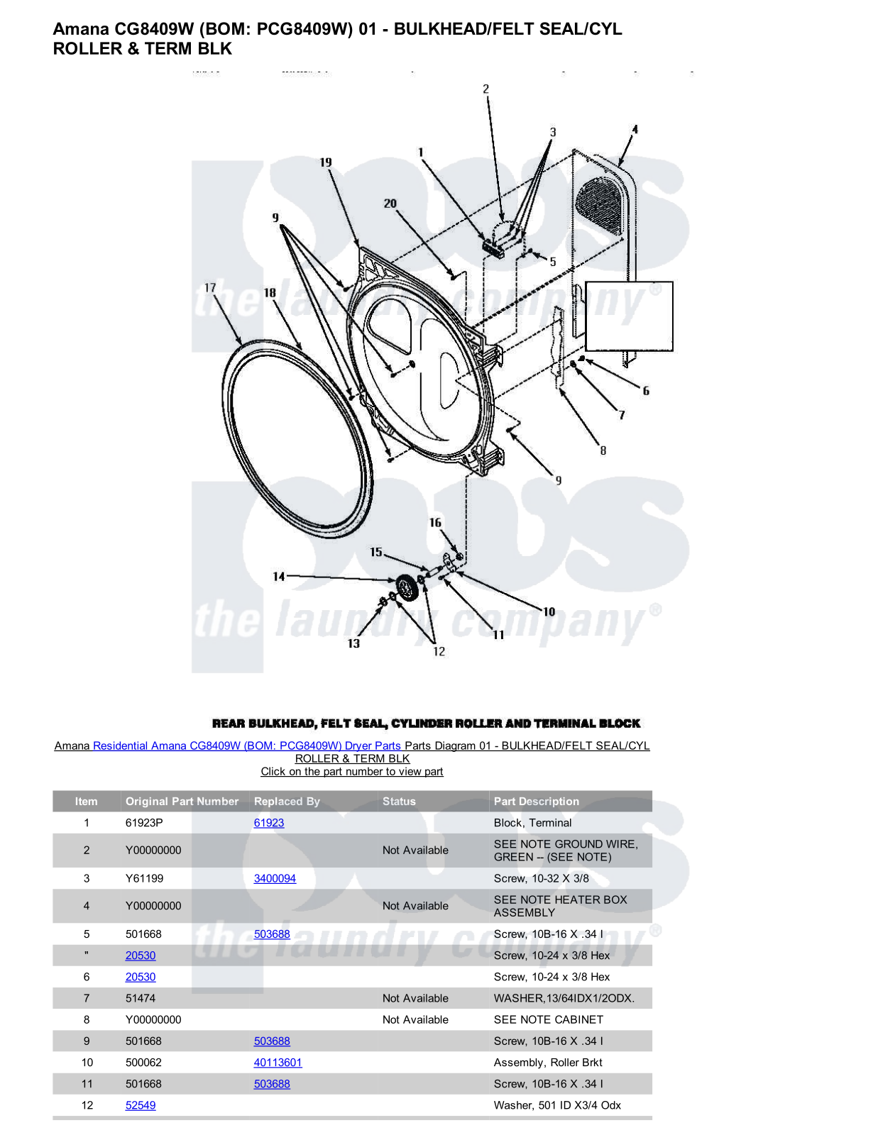 Amana CG8409W Parts Diagram