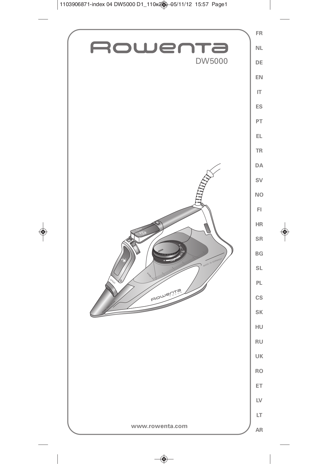 Rowenta DW5030, DW5120, DW5110 User manual