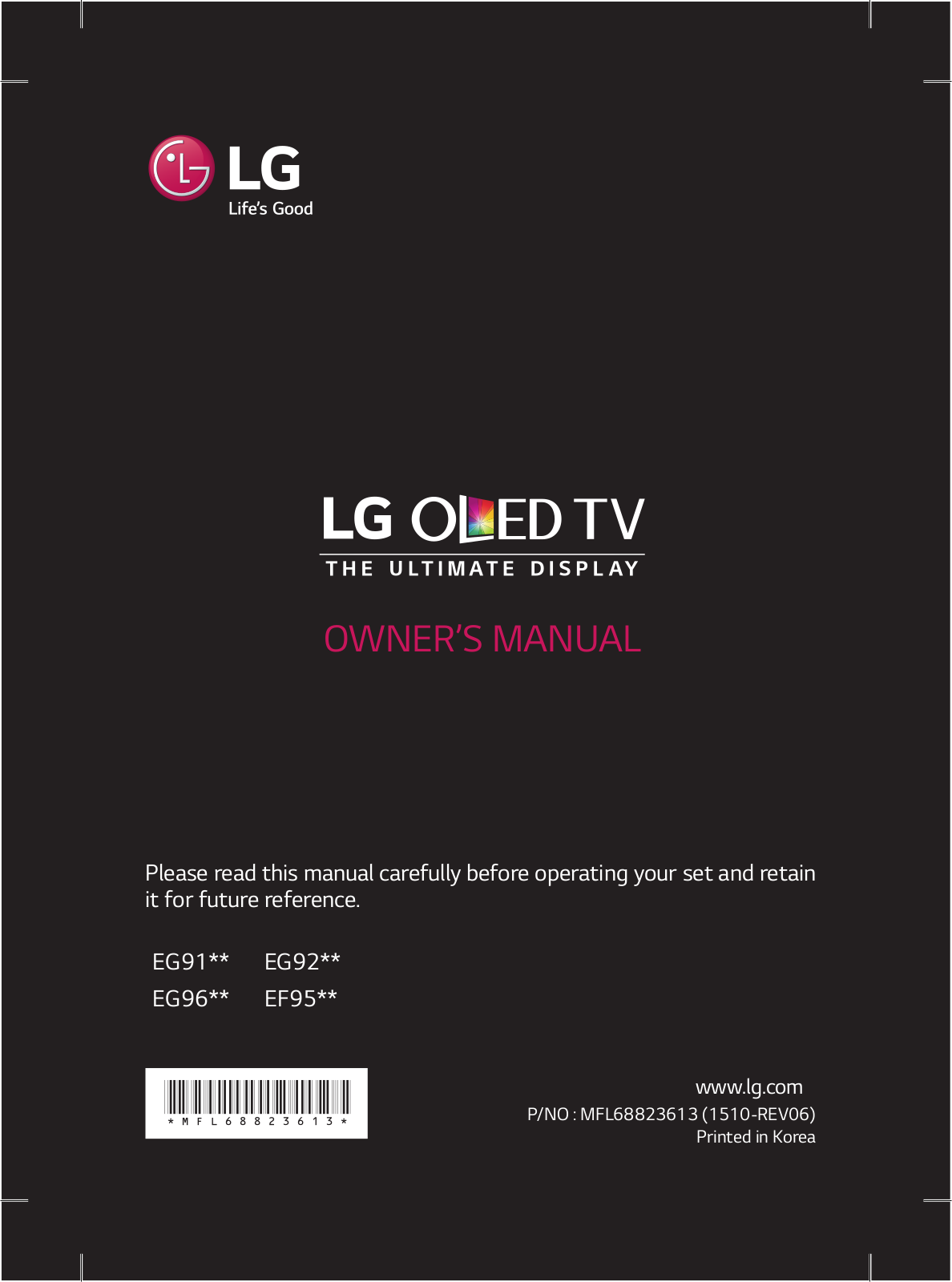 LG 55EG9209 User Manual