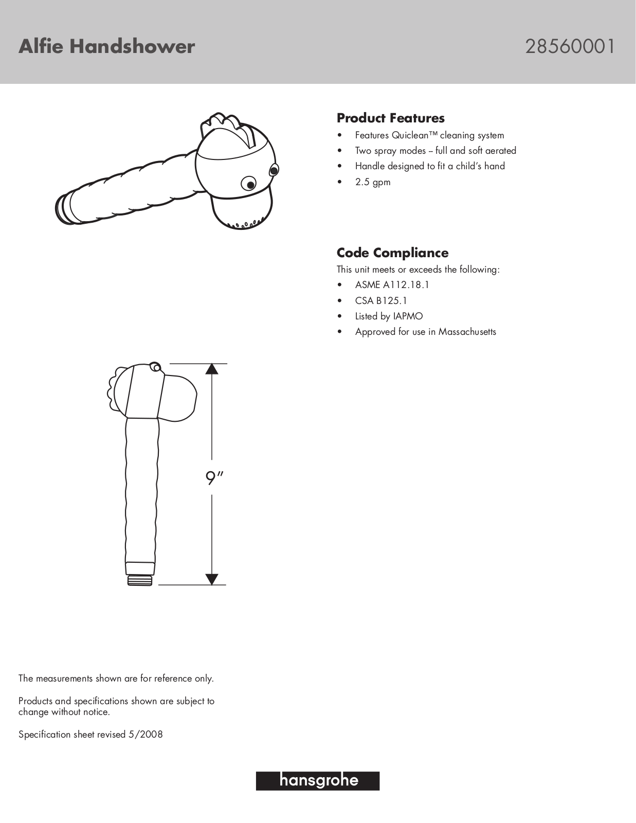 Hans Grohe 28560001 User Manual