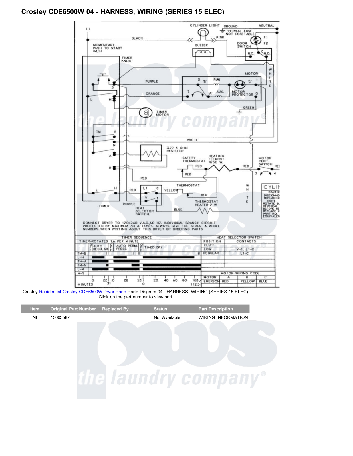 Crosley CDE6500W Parts Diagram