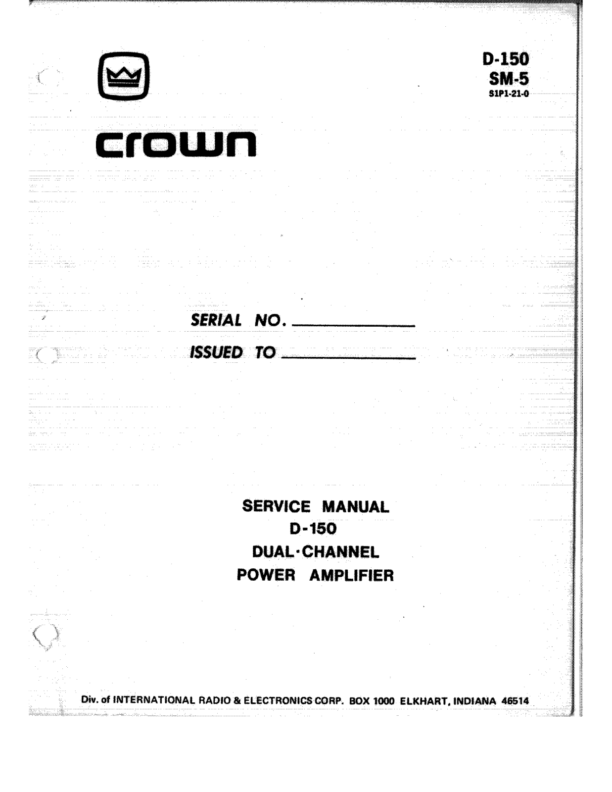 Crown D-150 Service manual