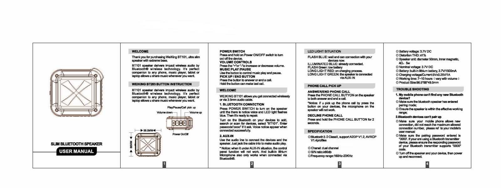 WEIKING TECHNOLOGY BT101 User Manual