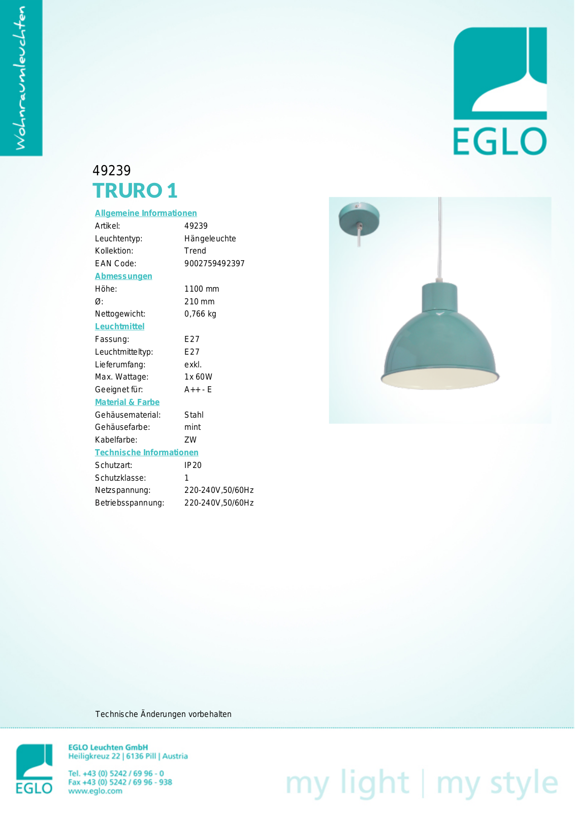 Eglo 49239 Service Manual