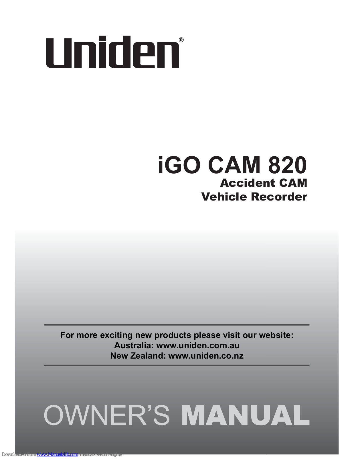 Uniden IGO CAM 820 Owner's Manual