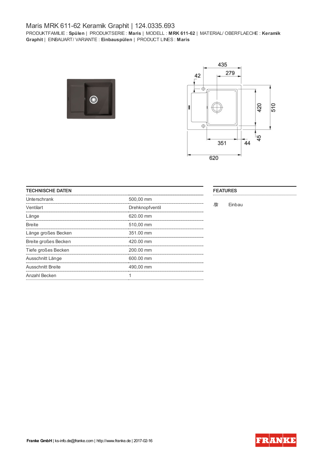 Franke 124.0335.693 Service Manual