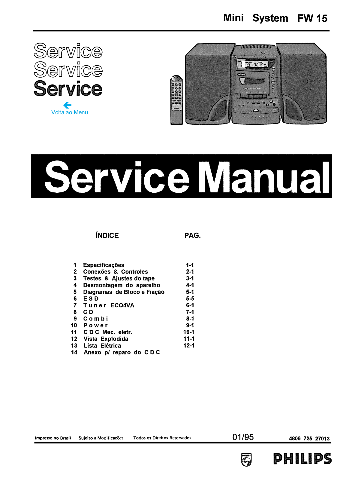 Philips FW-15 Service manual