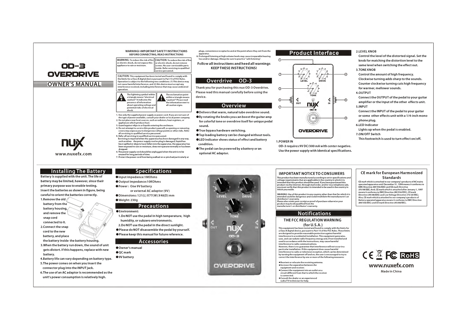 Nux OD-3 Owner’s Manual