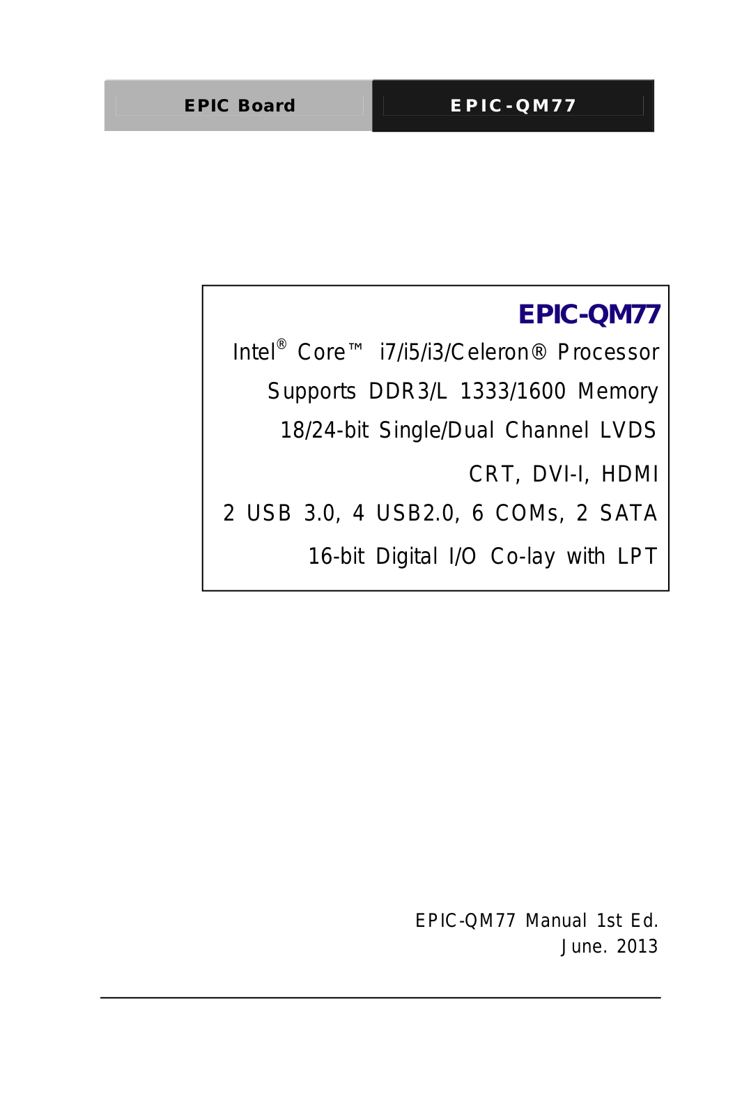 AAEON EPIC-QM77 User Manual