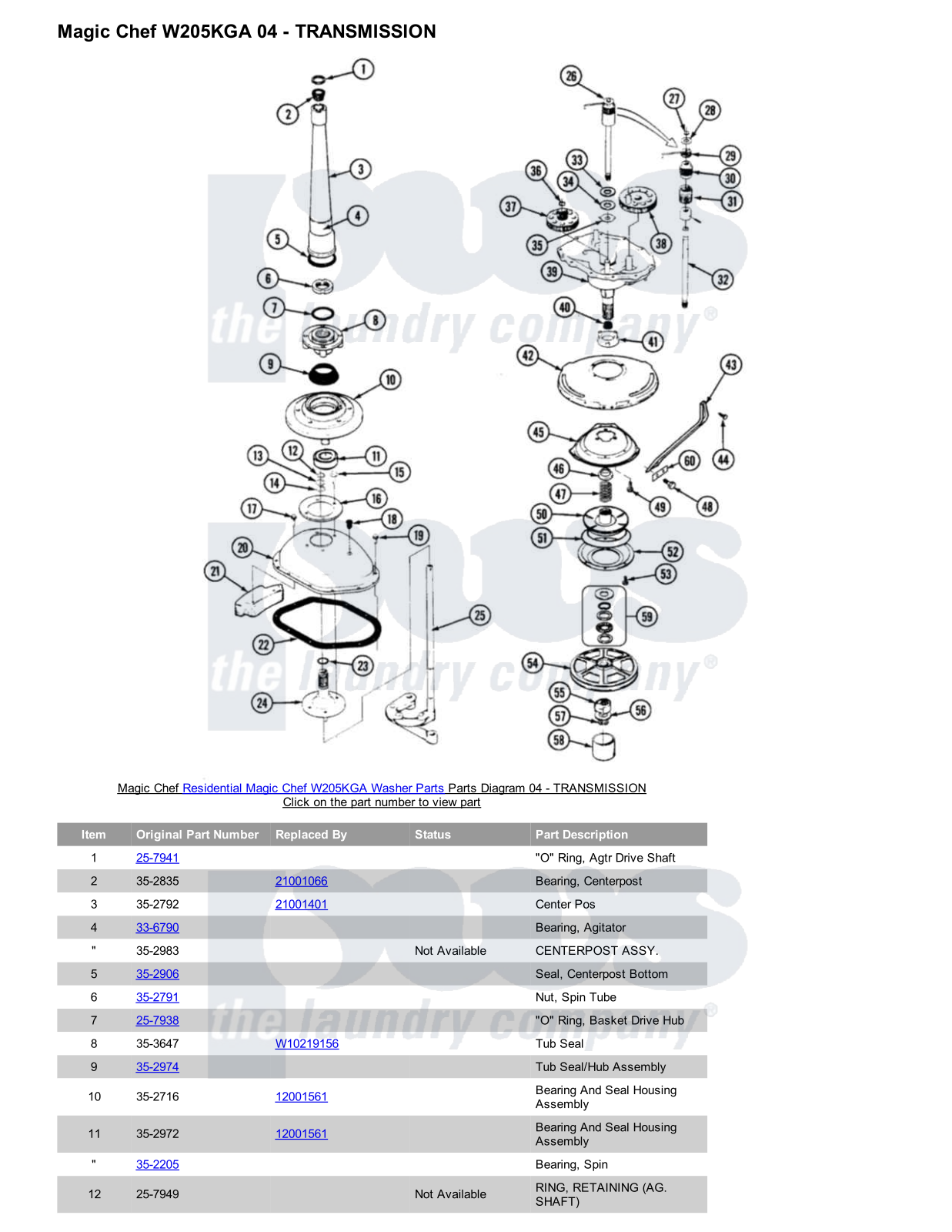 Magic Chef W205KGA Parts Diagram