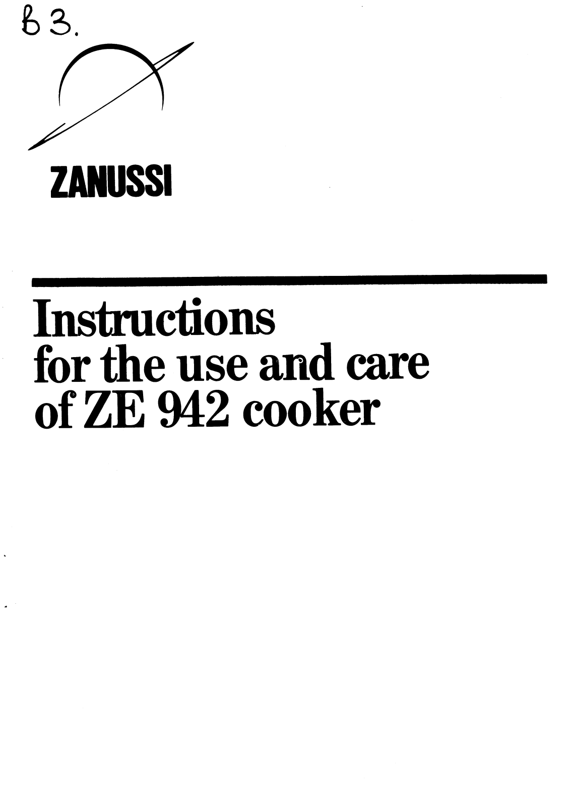 Zanussi ZE942 User Manual