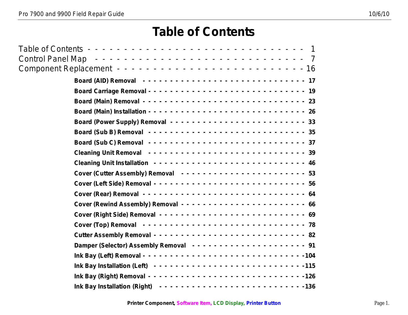 Epson F7900, F9900 Field Repair Guide