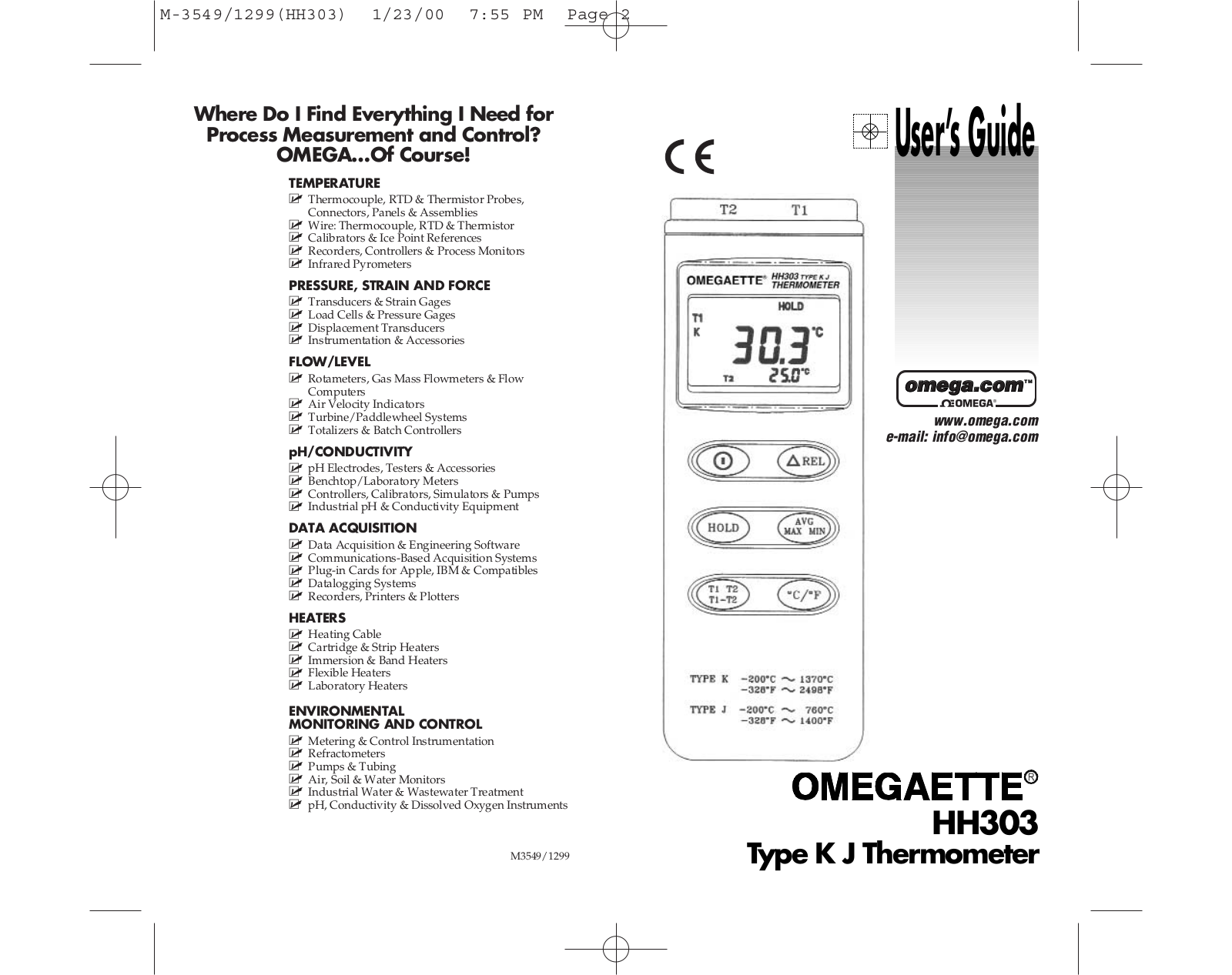 Omega HH303 User Manual