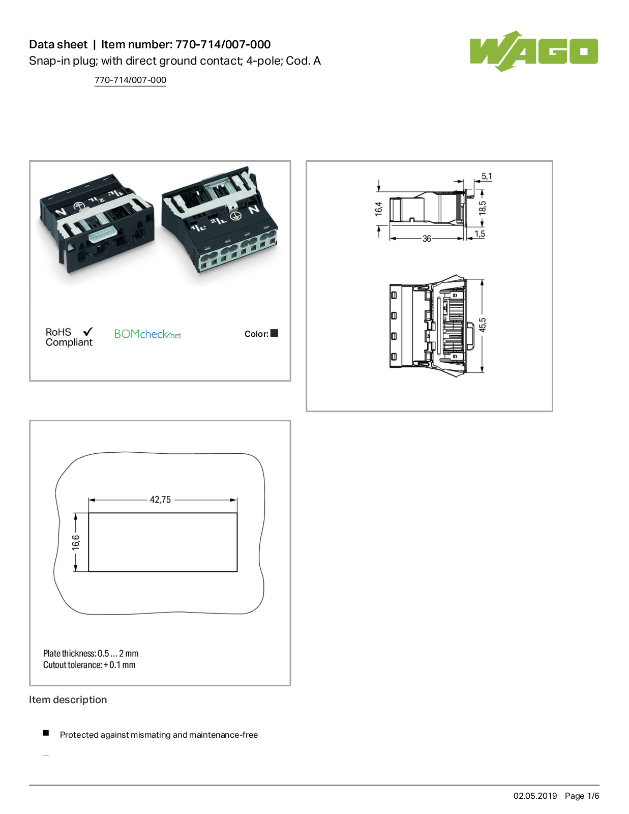 Wago 770-714/007-000 Data Sheet