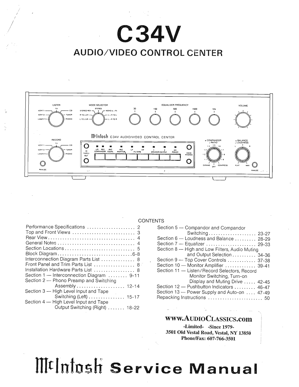 McIntosh C-34-V, V-34-V Service manual